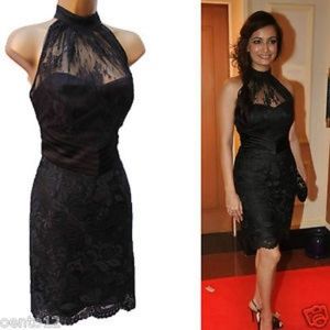 Karen Millen Black Lace  Halterneck Cocktail Dress